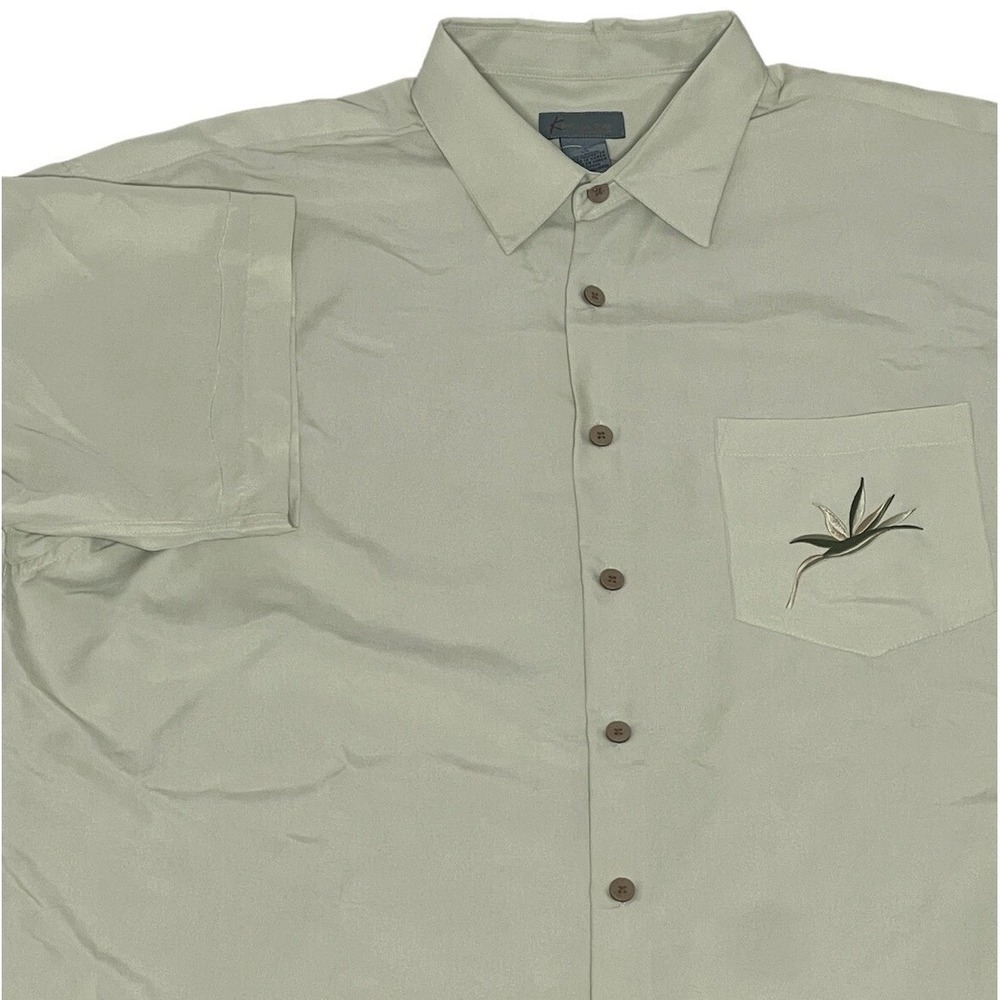 Kaylua Bay Hawaiian Short Sleeve Green Button Down Shirt